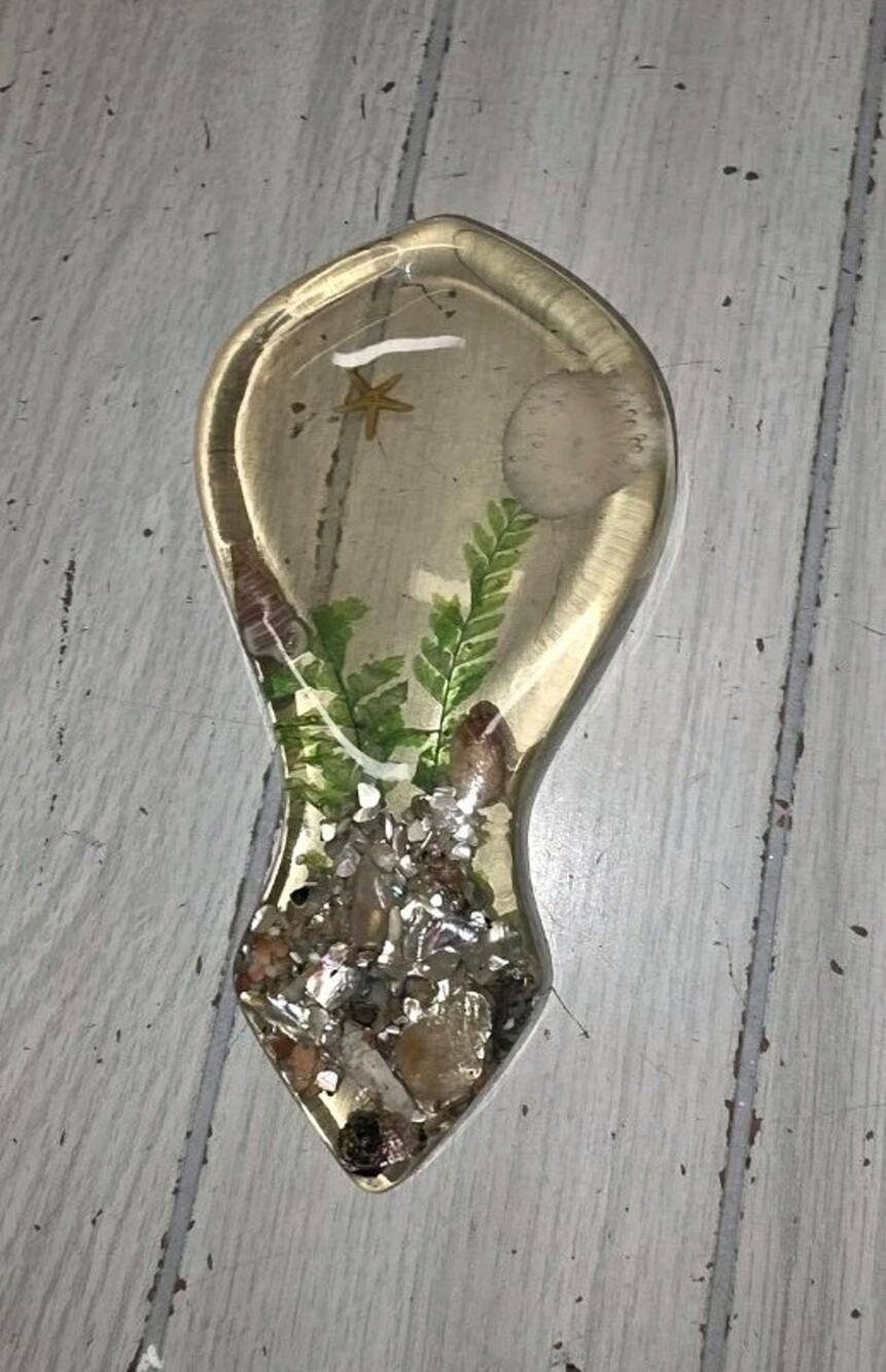 Vintage Lucite Sea Theme Spoon Rest Starfish Coral Sand Design Gifts Beach House